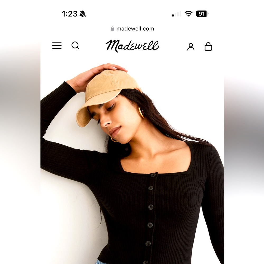 Madewell Rousseau Square neck crop cardigan top
